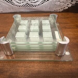 Elegant Glass Coaster Set with Silver Accents